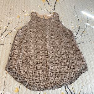 Off White with black dots sleeveless blouse. Size S